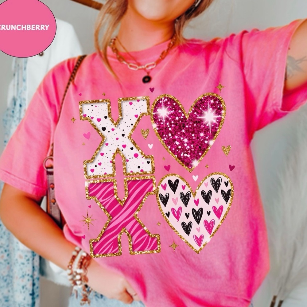 NEW Cute Comfort Colors XOXO Valentines Graphic Tee S-3X
